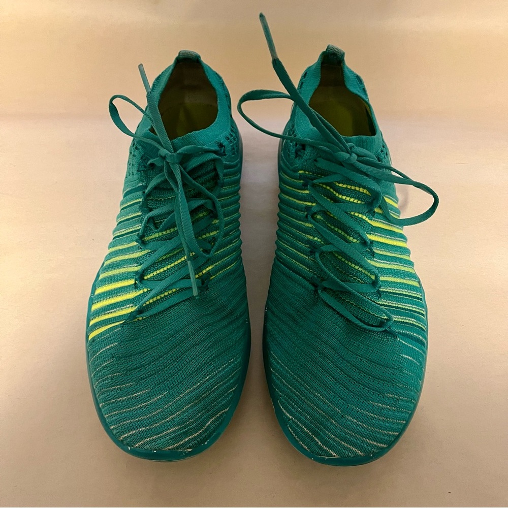 Nike Free Transform Flyknit Turquoise and Lime Knit Running Sneakers - Picture 2 of 11